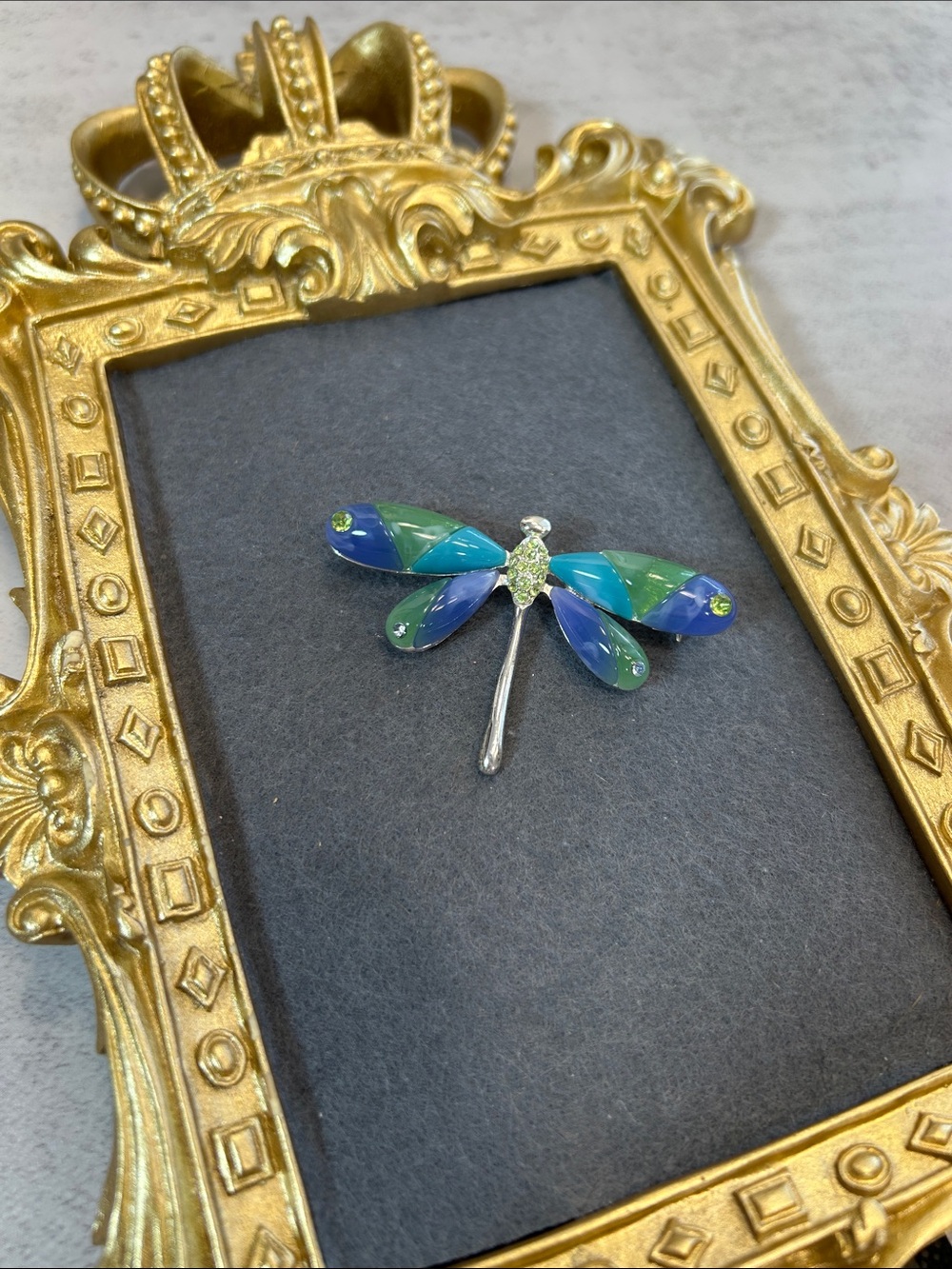 Liz Claiborne Blue and Green Dragonfly Brooch